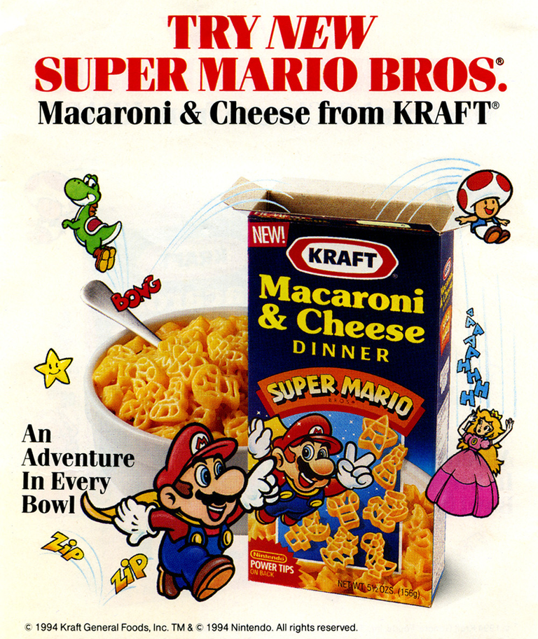 Nintendo : Quand Mario et Yoshi vendaient des Mac & Cheese ! Nintendo : Quand Mario et Yoshi vendaient des Mac & Cheese !