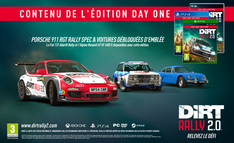 DiRT Rally 2.0 : les bonus de précommande et le contenu de l'édition Deluxe dévoilés DiRT Rally 2.0 : les bonus de précommande et le contenu de l'édition Deluxe dévoilés