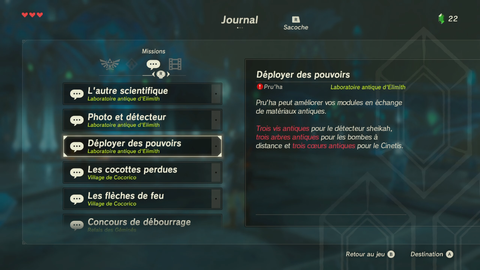 Améliorer les modules de sa tablette sheikah