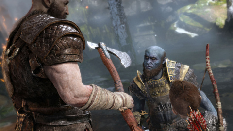 God of War : une figurine de Kratos, et une réplique de sa hache
