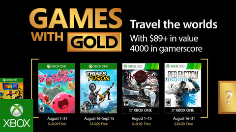 Xbox Live Gold : les jeux gratuits du mois d'août 2017
