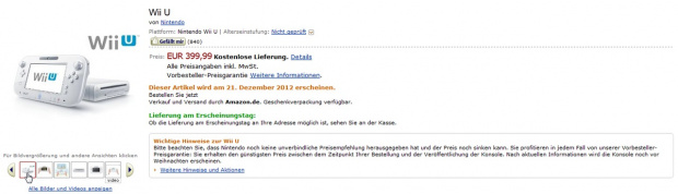 Un prix et une date pour la Wii U sur la version allemande d'Amazon