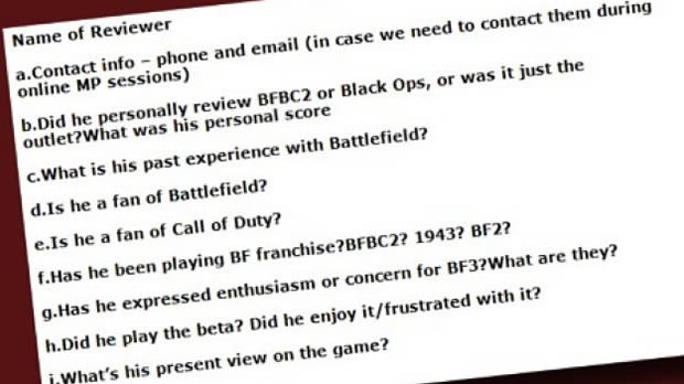 Battlefield 3 : le questionnaire de la honte