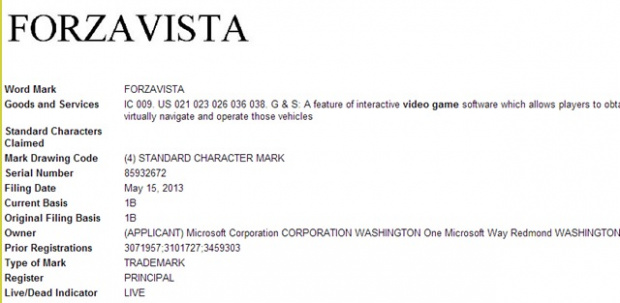 Microsoft dépose la marque Forzavista