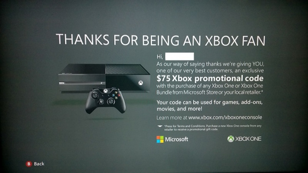 Microsoft offre des bons d'achat aux acheteurs de Xbox One