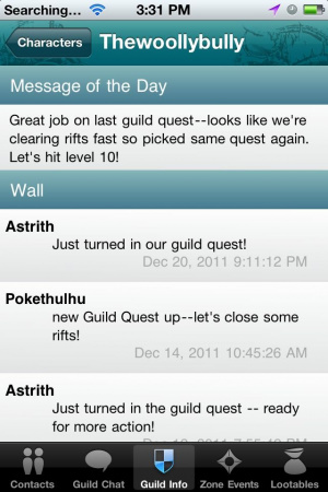 Rift, l'application iOS