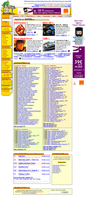 2002 à 2005 : Plus de contenu en page d'accueil