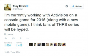 Un nouveau jeu Tony Hawk sur consoles pour 2015