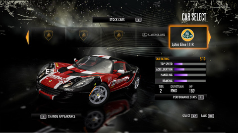 Les voitures de Need for Speed Shift