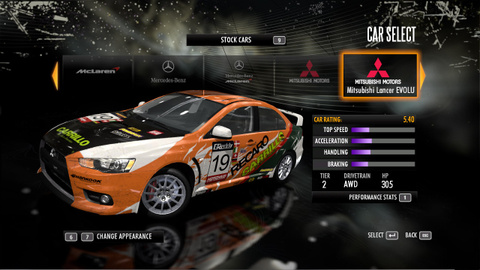 Les voitures de Need for Speed Shift