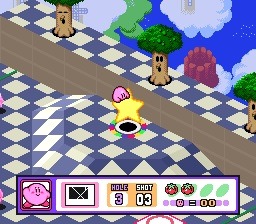 Kirby tente de ressembler à une balle de golf