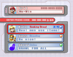 Super Smash Bros Brawl : la liste d'amis