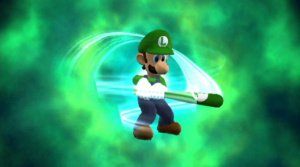 Mario se montre la batte à la main