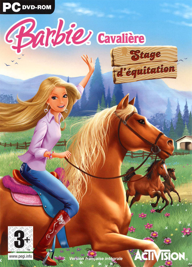 Barbie cavalière avec son cheval qui marche