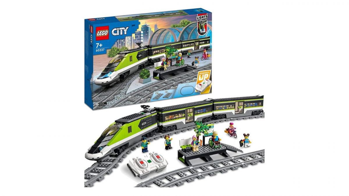 LEGO City 60337 Le Train de Voyageurs Express, Jouet Télécommandé avec  Phares Fonctionnels