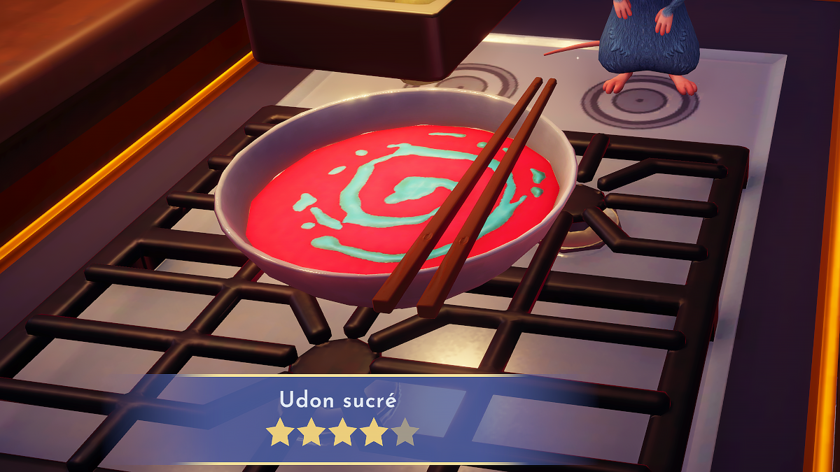 Udon sucré Disney Dreamlight Valley comment préparer cette recette 4 étoiles ?