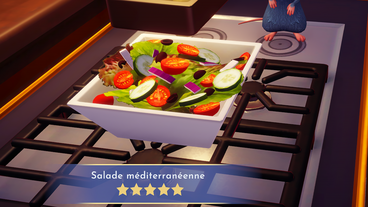 Salade méditerranéenne Disney Dreamlight Valley comment préparer cette recette 5 étoiles