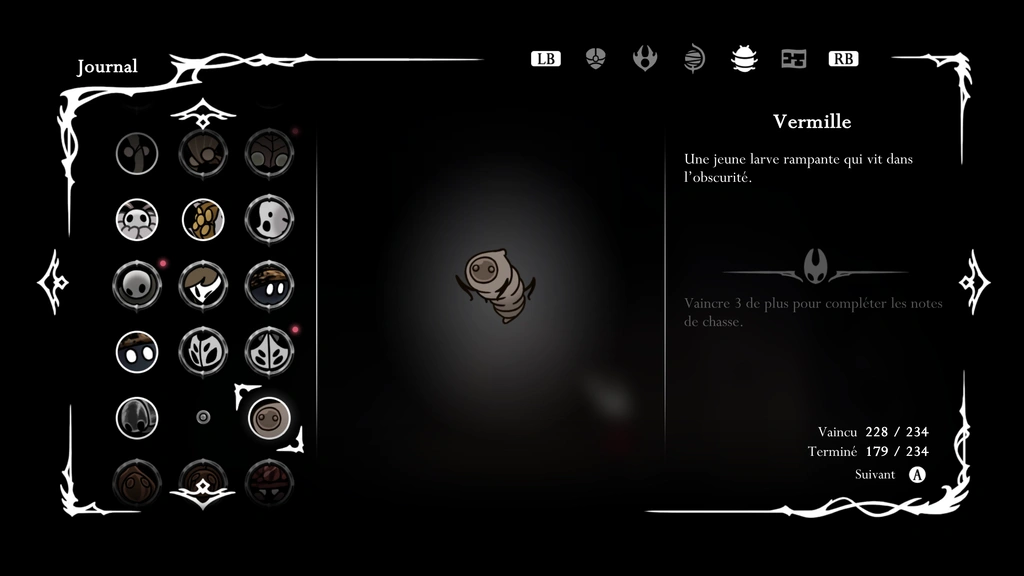 Vermille Silksong : Squirm... Comment compléter cette entrée du journal du chasseur ?