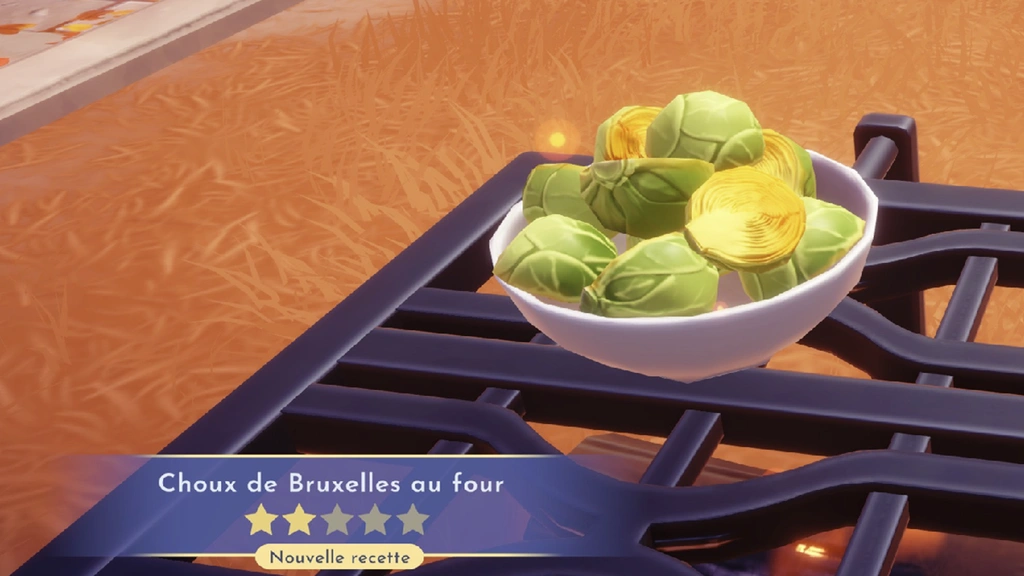 Choux de Bruxelles au four Dreamlight Valley : comment préparer cette recette 2 étoiles ?