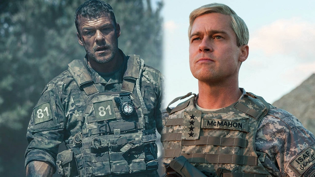 Il existe 2 films War Machine : le premier avec la star de Reacher Alan Ritchson et le second avec Brad Pitt !