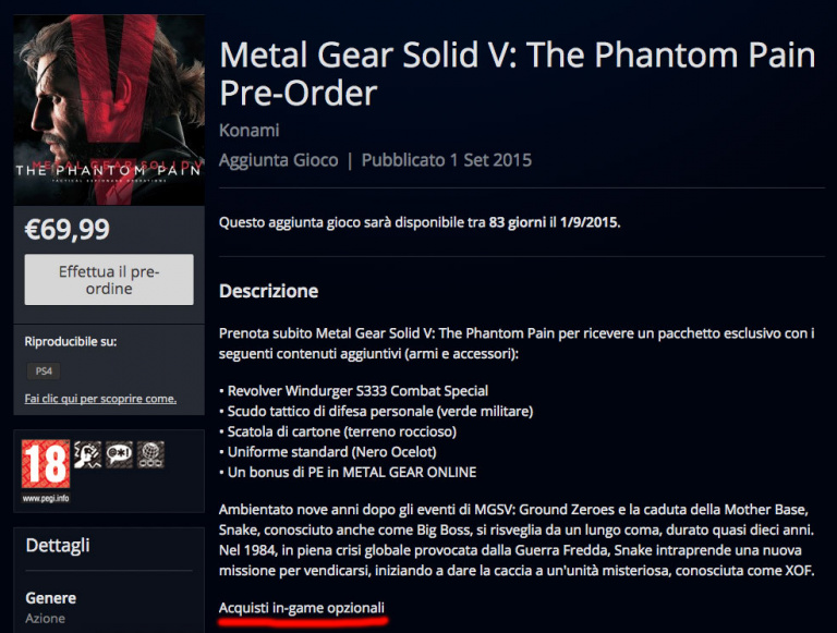 Metal Gear Solid V comportera des micropaiements