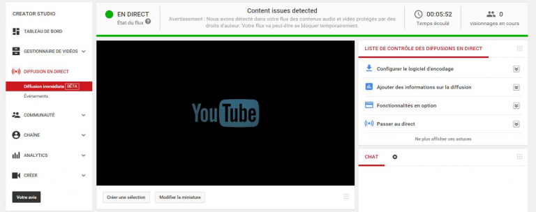 Youtube Gaming peut bloquer vos stream en direct