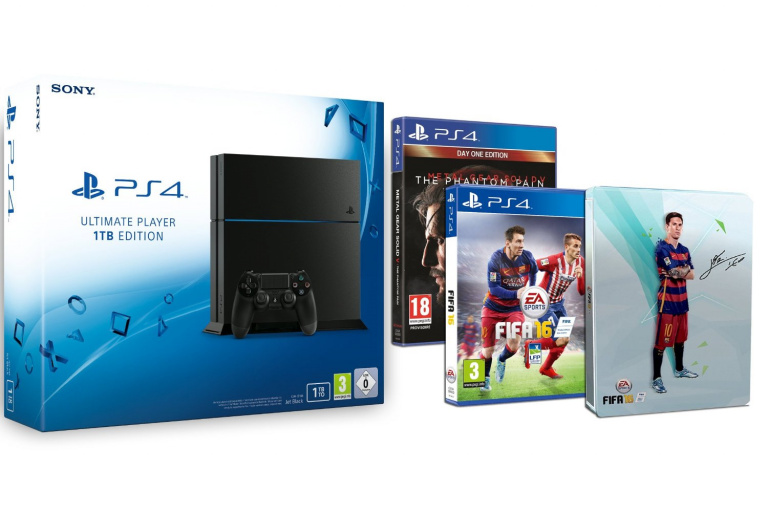 Le pack PS4 1 To + FIFA 16 + MGS 5 à 399€