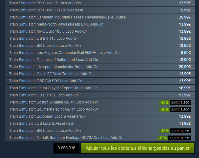 Train Simulator : L'intégralité des DLC sortis depuis 2009 vaut plus de 3.600 €