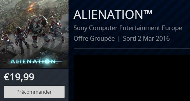 Alienation daté au 2 mars 2016 sur le PlayStation Store