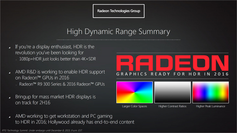 AMD gèrera le HDR dès 2016, prendra en charge le DisplayPort 1.3 et affine son offre FreeSync