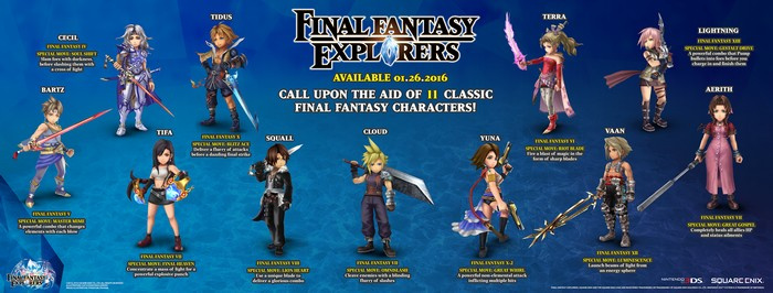 Final Fantasy Explorers : Les 11 personnages légendaires en détail