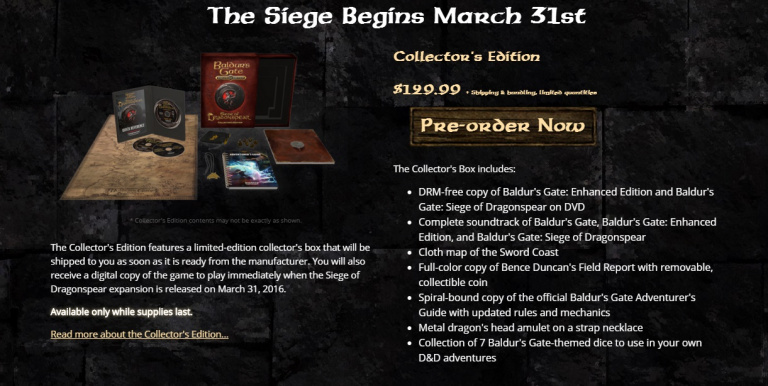 Baldur's Gate Siege of Dragonspear : Une date, une édition collector, et le lancement des précommandes