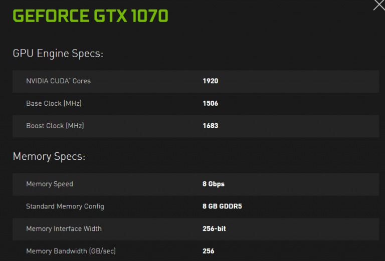 GeForce GTX 1070 : Les spécifications complètes officialisées