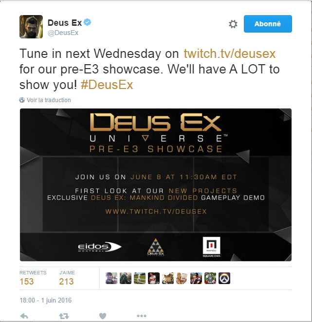 Deus Ex : Des projets spin-off annoncés avant l'E3 2016