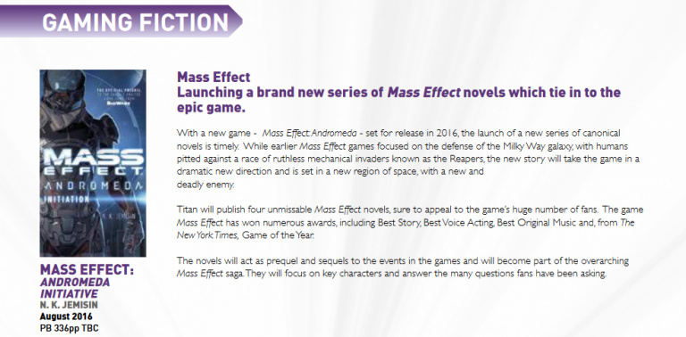 Mass Effect : Des romans pour faire le lien entre la trilogie et Andromeda