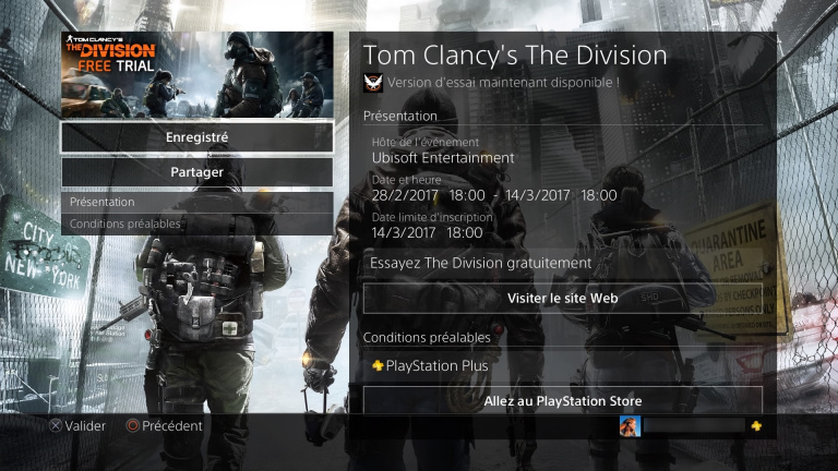 The Division : 14 jours d'essai gratuit sur PS4