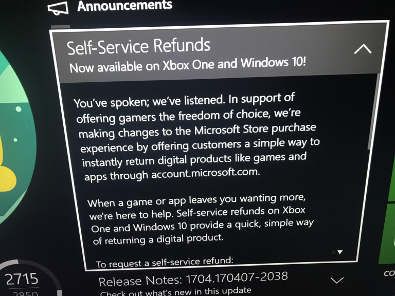 Microsoft teste le remboursement de jeux dématérialisés sur Xbox One