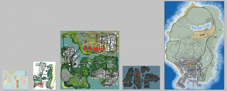La taille des maps de GTA comparées !