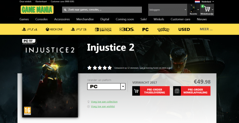 Injustice 2 listé sur PC par Amazon France