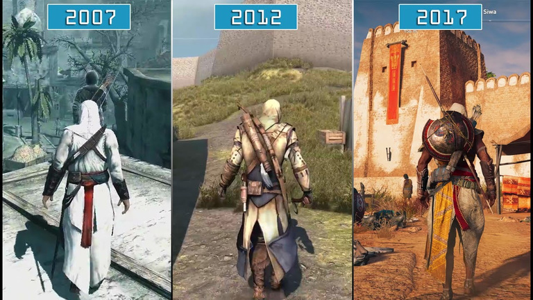 Evolution graphique depuis le 1er Assassin's Creed, sorti dix ans plus tôt