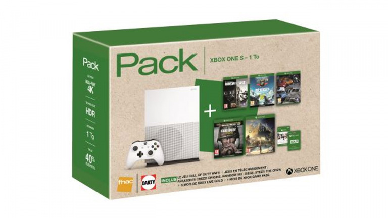 Black Friday : Console Xbox One S 1 To + 5 jeux (AC Origins, COD WW II) + 6 mois de Xbox Live à 299 € 
