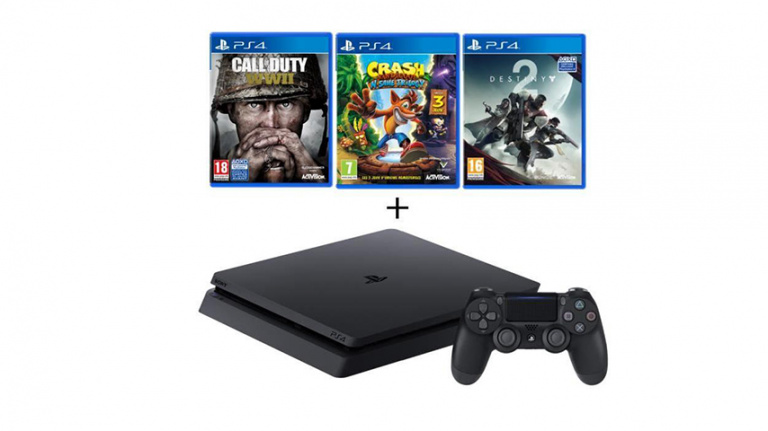 Black Friday : PS4 Slim 500Go + CoD WWII + Destiny 2 + Crash Bandicoot à 299€