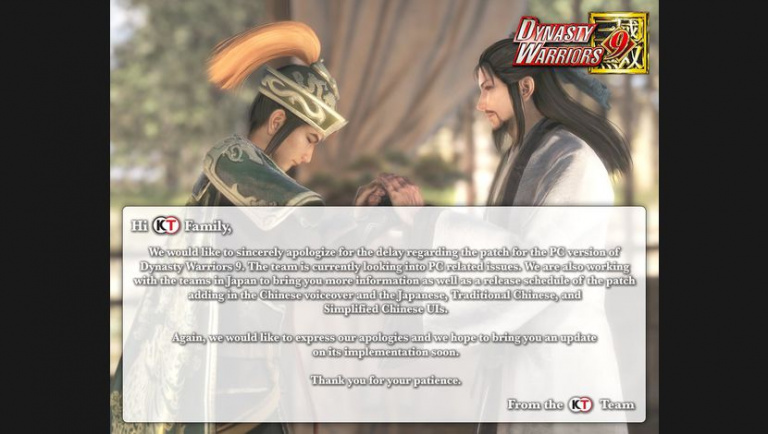 Dynasty Warriors 9 : Le patch PC prend du retard, Koei Tecmo présente ses excuses