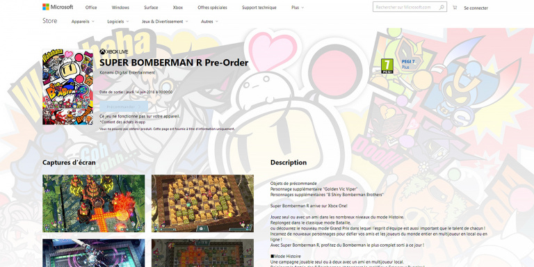 Super Bomberman R apparaît sur le Microsoft Store