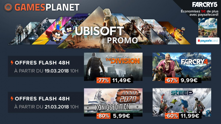 Pléthore de jeux Ubisoft à prix réduit chez Gamesplanet