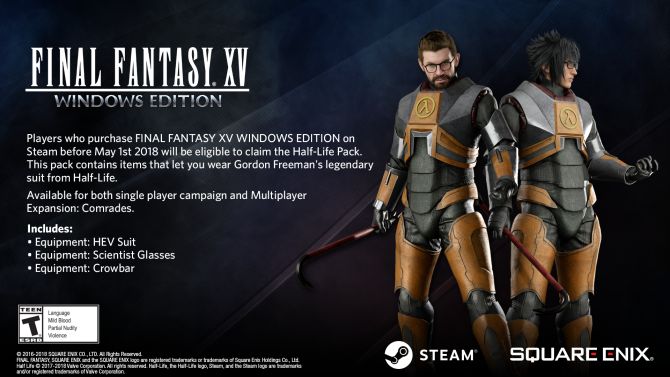 Final Fantasy XV : le costume Gordon Freeman est désormais proposé gratuitement