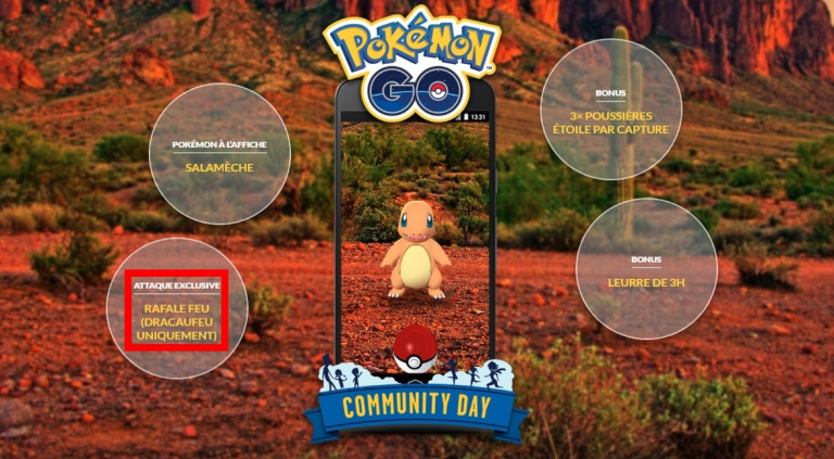 [MàJ] Pokémon GO, Journée Communauté Salamèche : l'attaque exclusive à obtenir pendant l'événement connue, préparez-vous