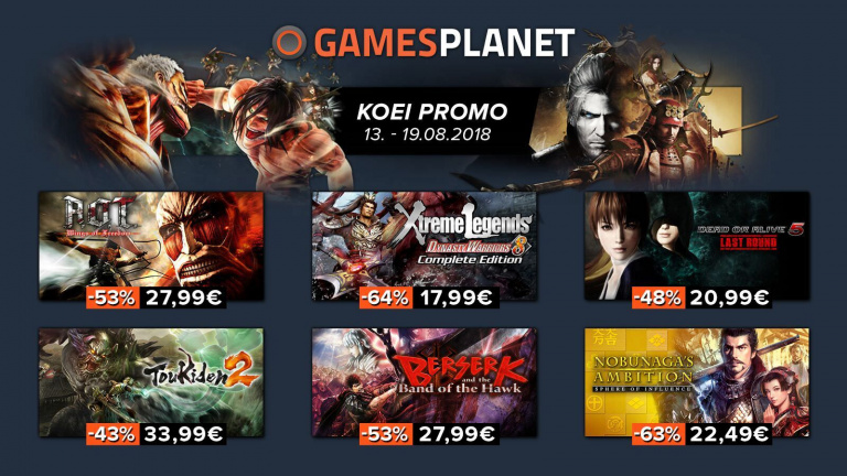 Promotions pour les jeux du studio japonais Koei chez Gamesplanet ! 