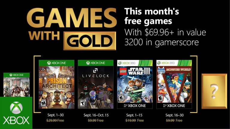  Xbox Live Gold : les jeux gratuits du mois de septembre 2018