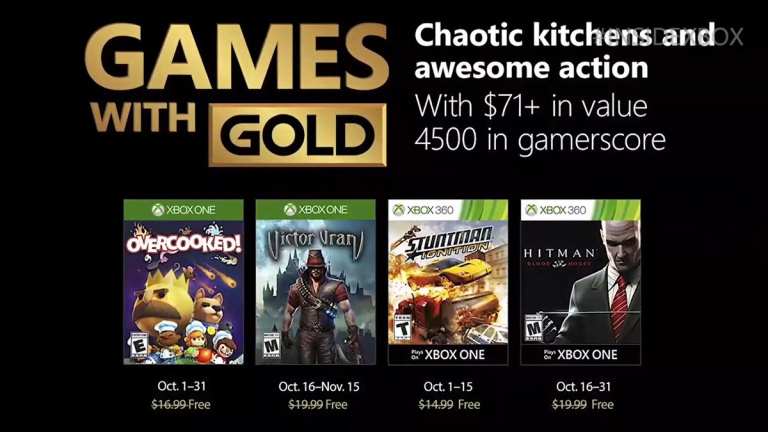  Xbox : Games with Gold du mois d'octobre 2018